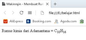 Membuat rumus kimia dengan HTML menggunakan tag sub