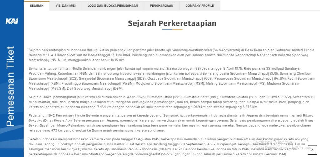 Company Profile Perusahaan Jasa Transportasi Darat PT. Kereta Api Indonesia