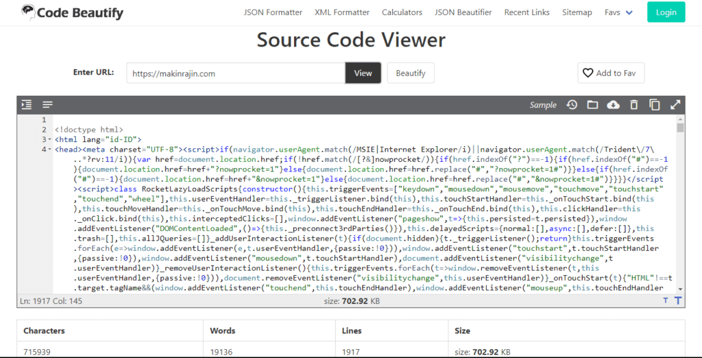 Kode sumber website