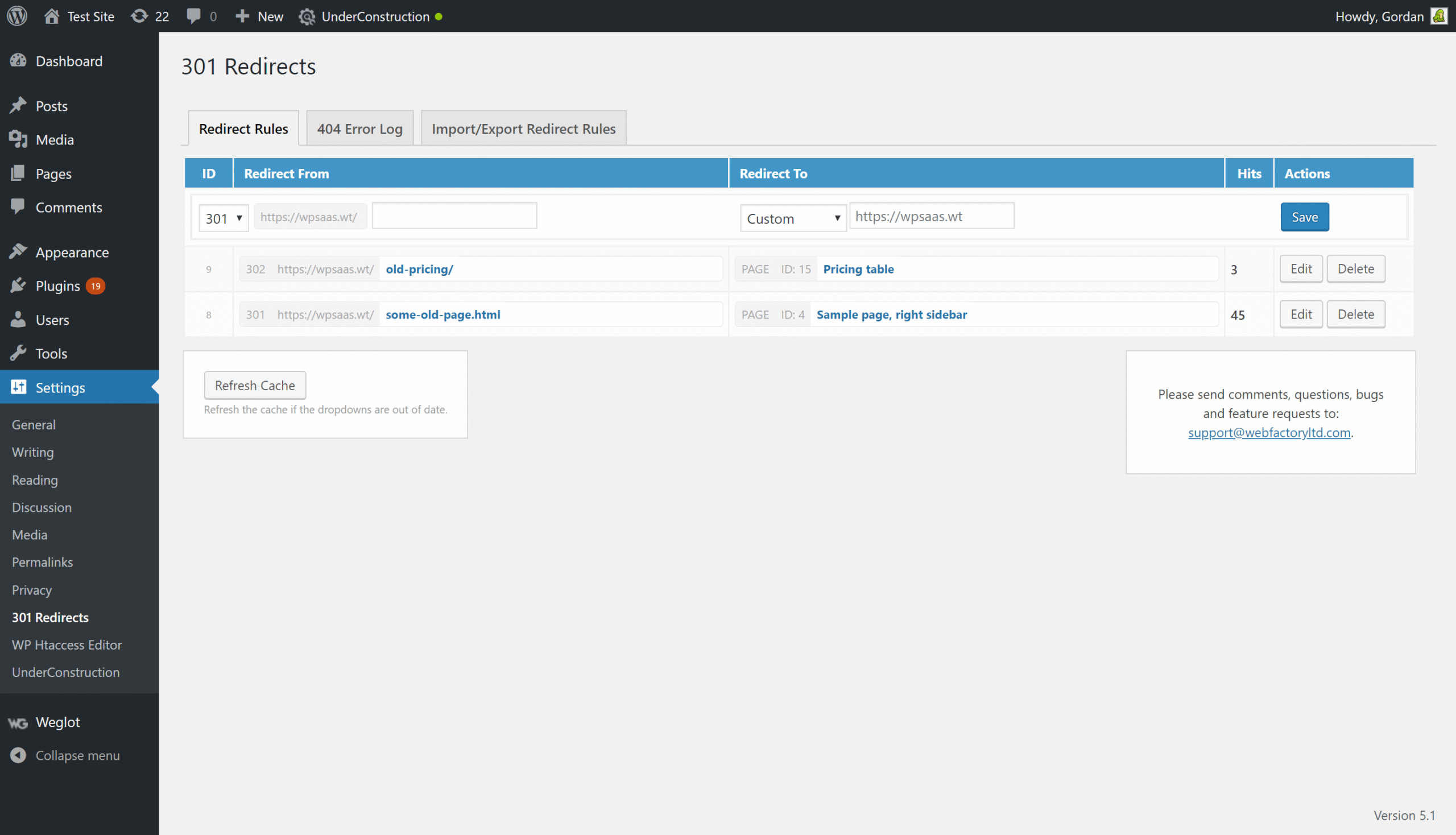 WP 301 Redirects