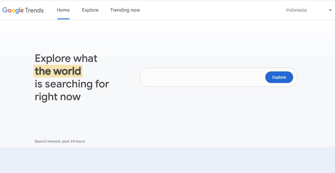 Laman utama Google Trends