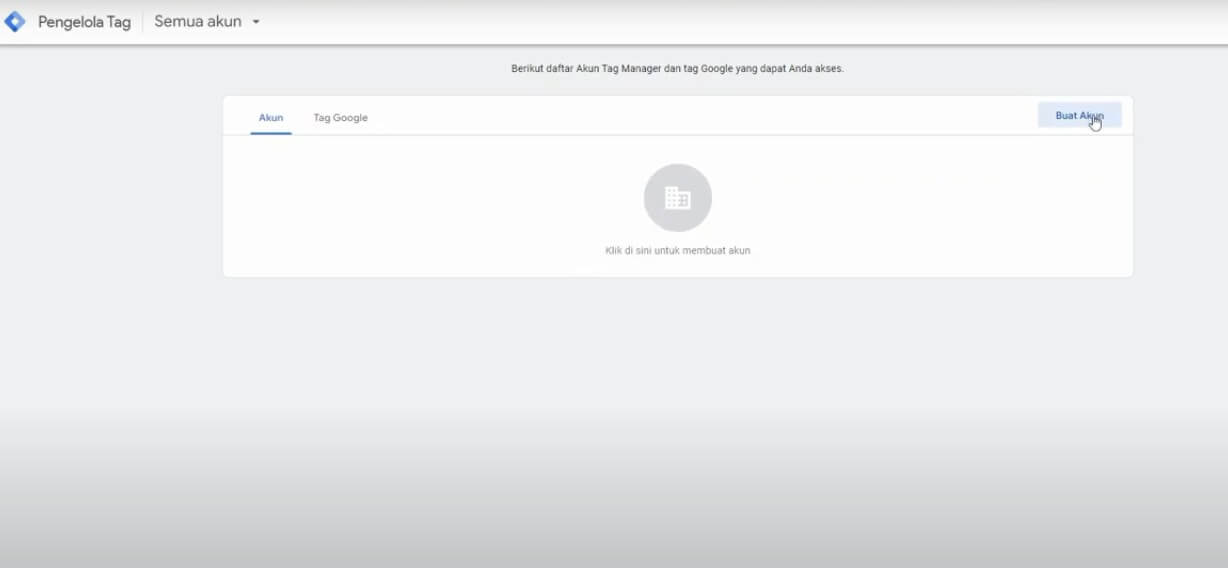 Membuat akun di GTM