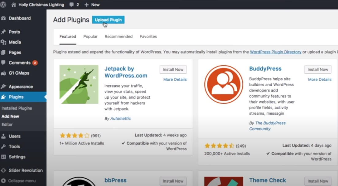 Upload plugin di WordPress