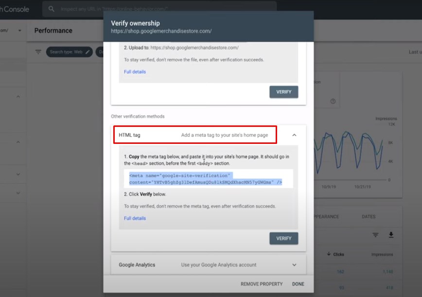 Verifikasi GSC lewat metode HTML Tag