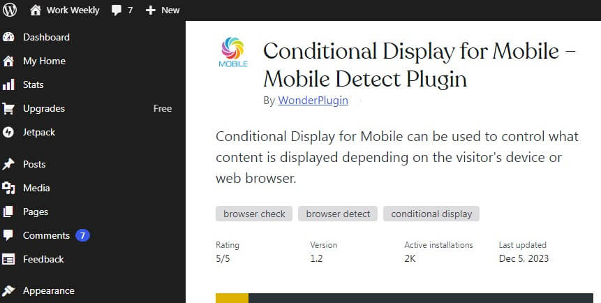 Conditional Display for Mobile