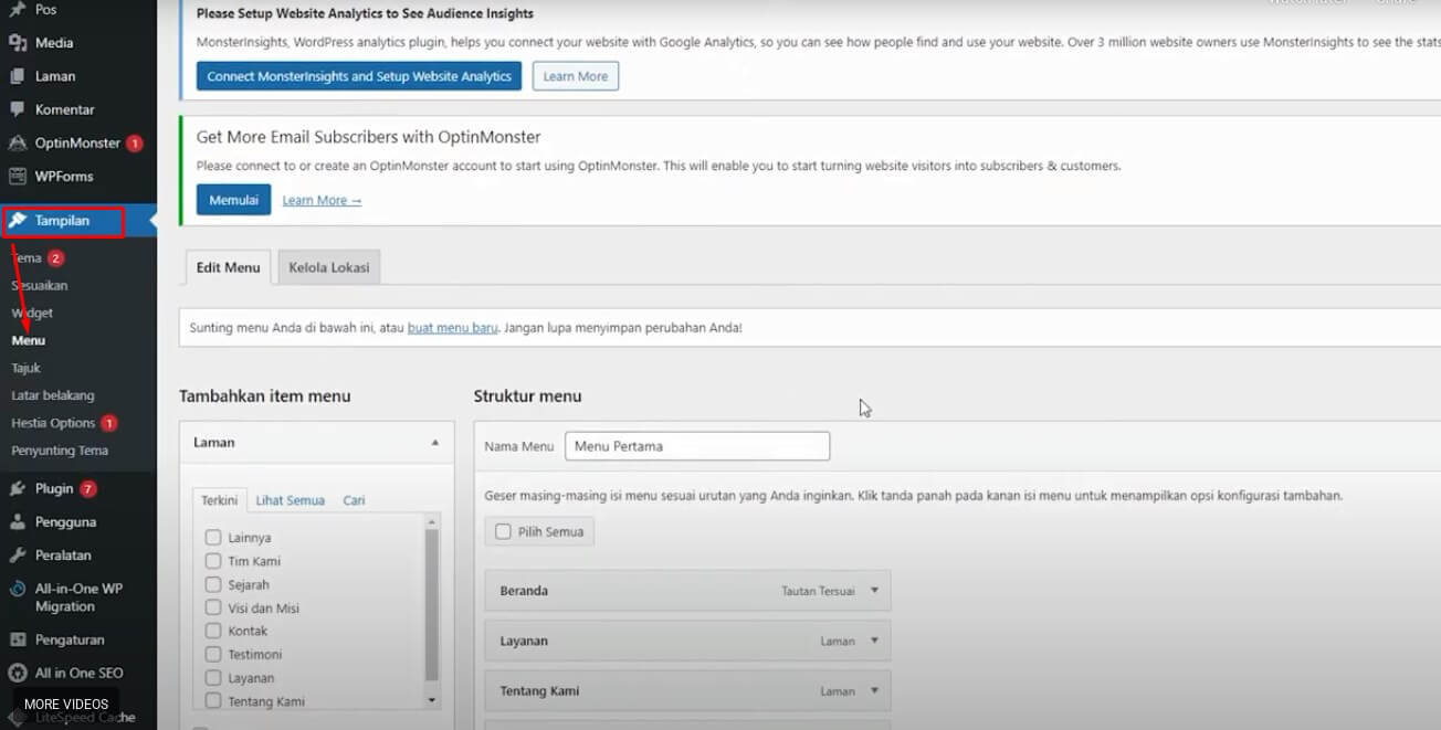 Appearance - Opsi Menus