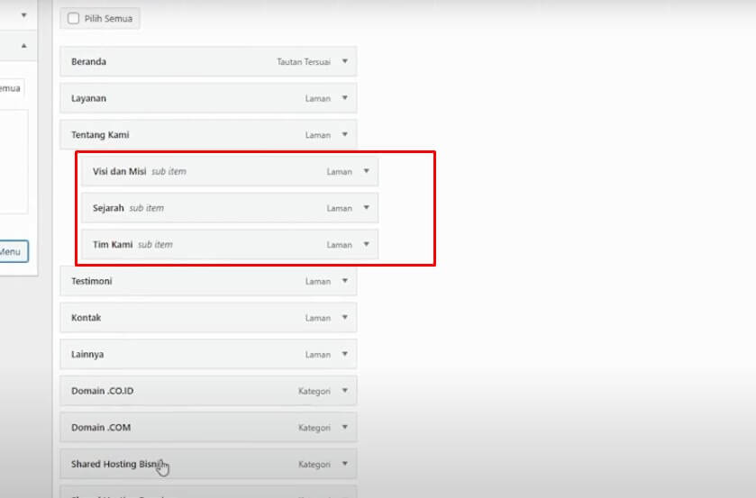 Membuat dropdown menu