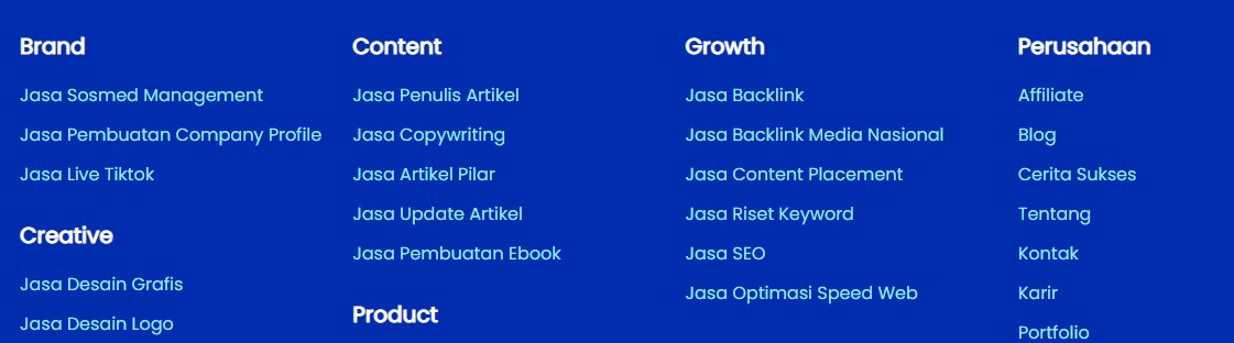 Footer menu